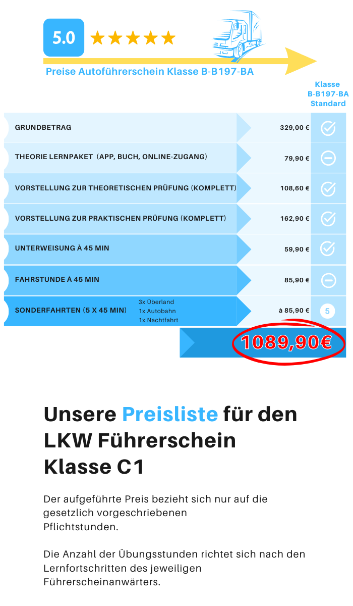 Preise Marino die Fahrschule Klasse C1